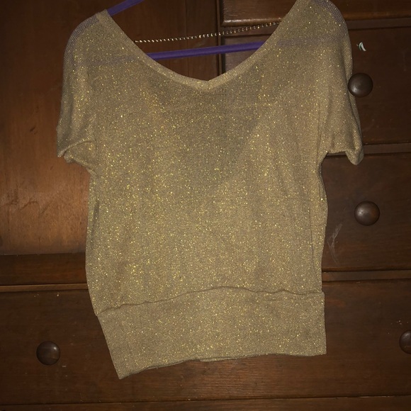 Gold shimmer chained backless top - Picture 1 of 2